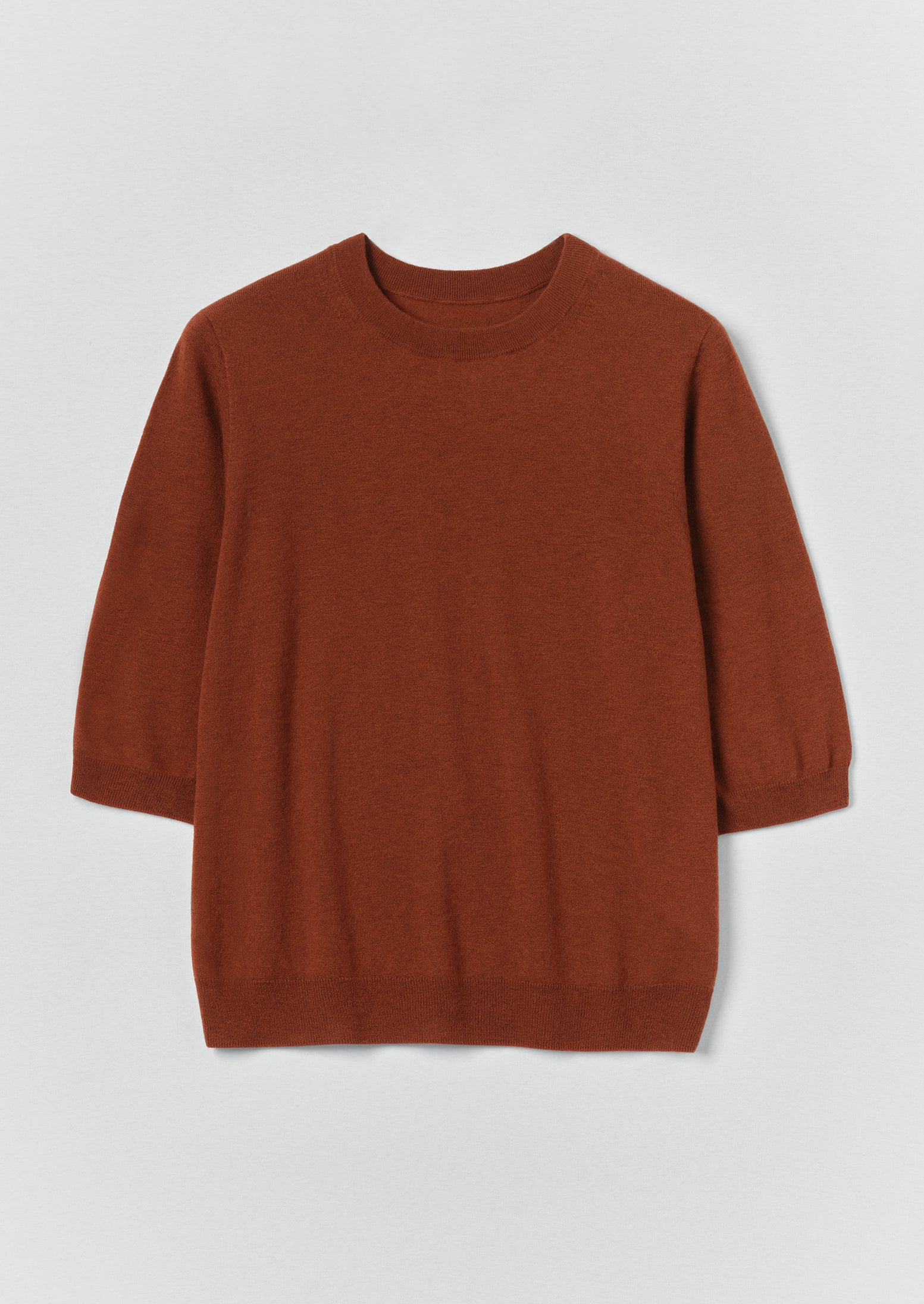 Wool Cashmere Half Sleeve Sweater Russet Toast 