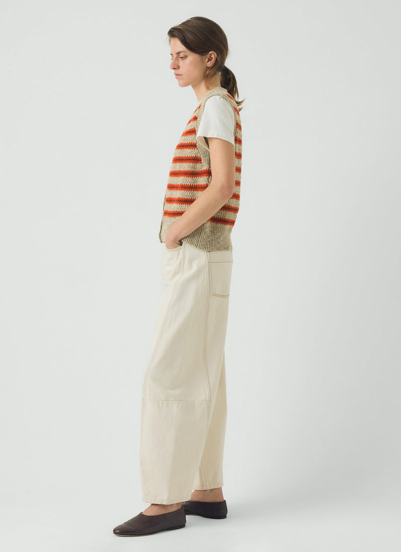 Jacquard Stripe Linen Cotton Tank | Red Multi