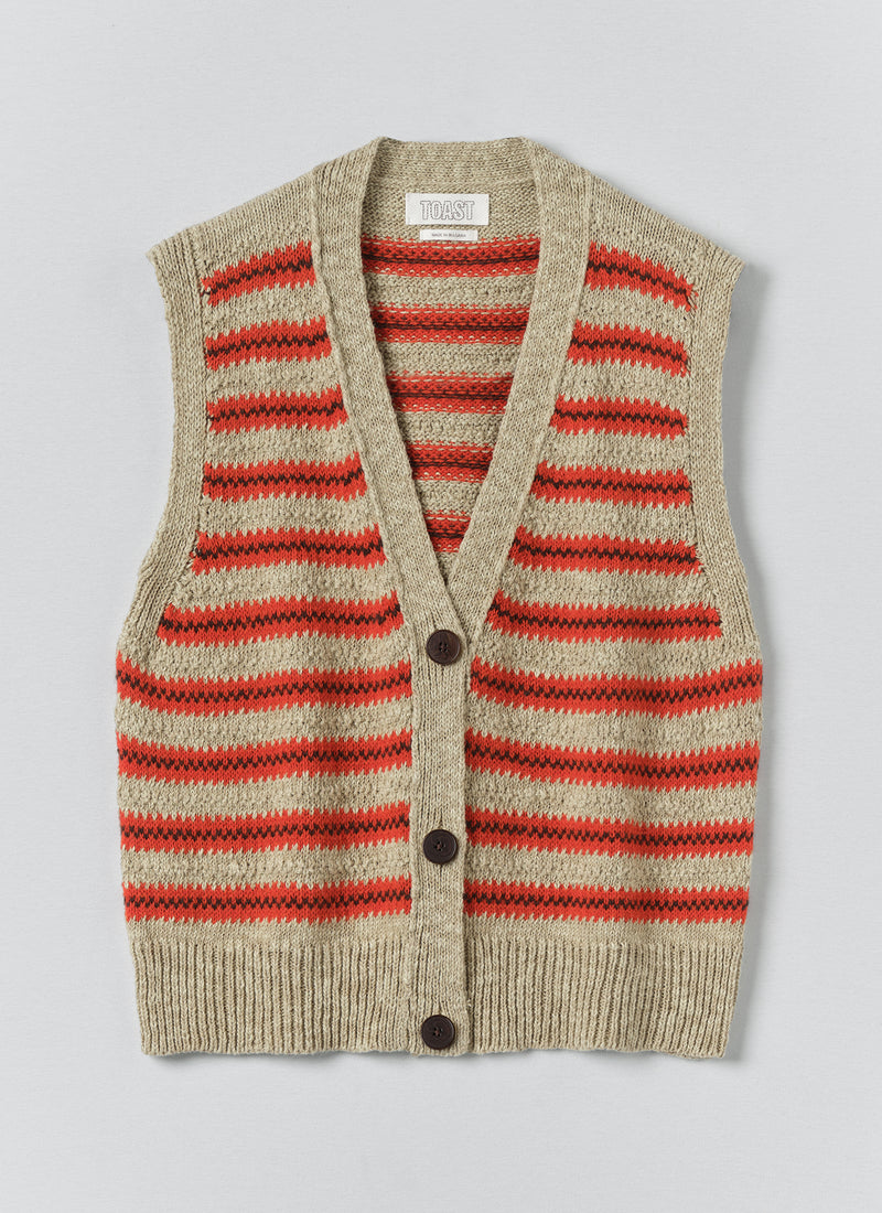 Jacquard Stripe Linen Cotton Tank | Red Multi