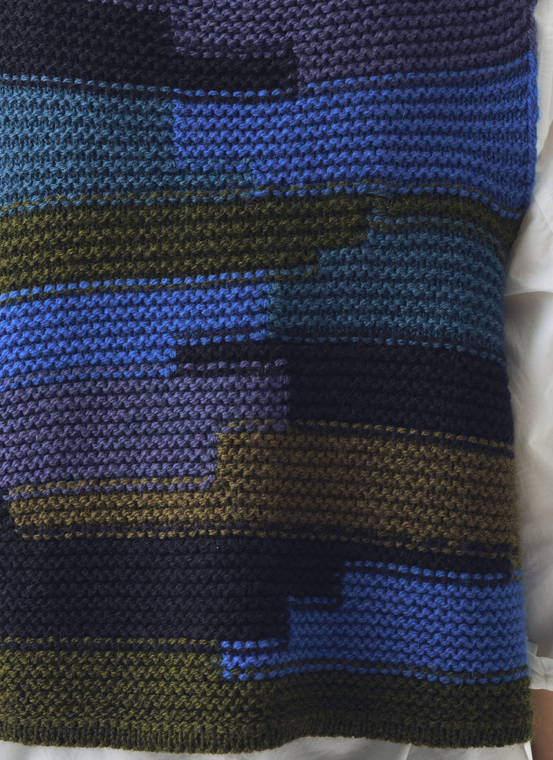 Patchwork Knitted Wool Gilet | Blue Multi