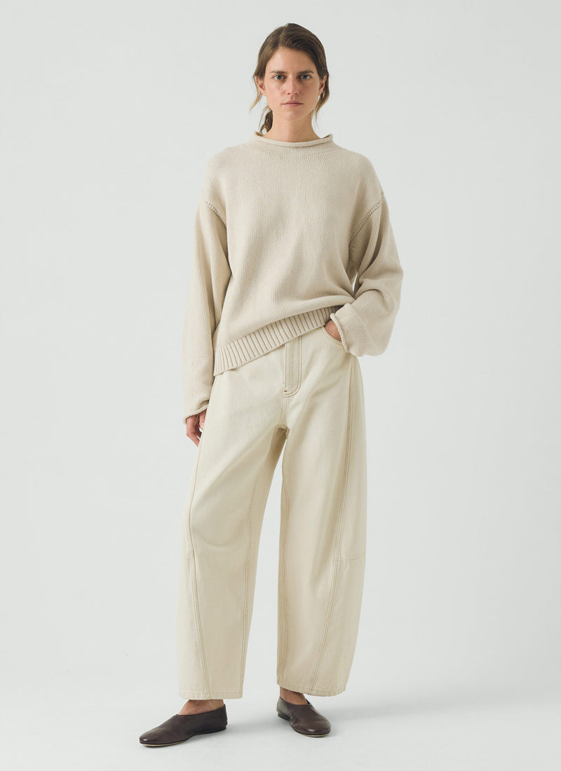 Cotton High Neck Sweater | Putty