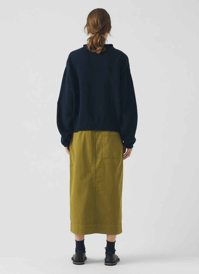 Cotton High Neck Sweater | Dark Navy