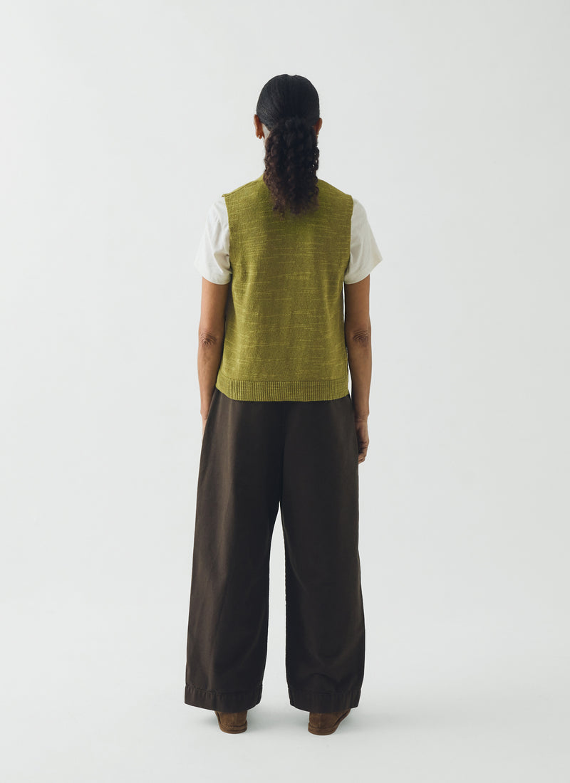Fine Knitted Linen Cotton Tank | Lime