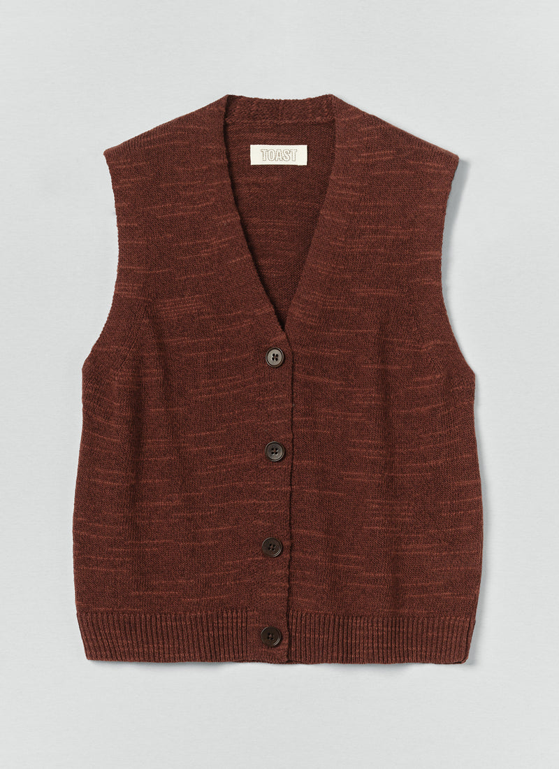 Fine Knitted Linen Cotton Tank | Beetroot