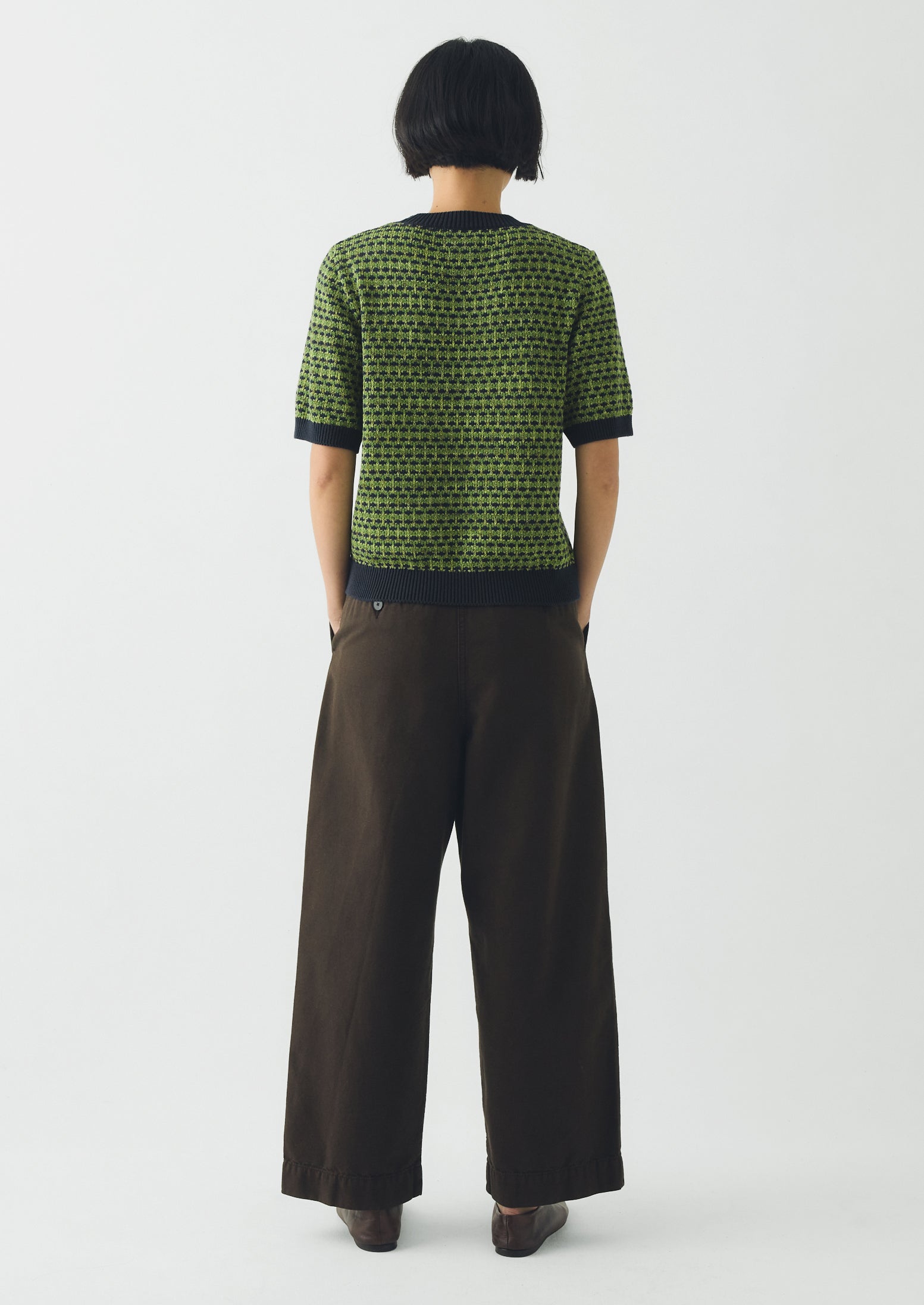 Jacquard Knitted Cotton Top | Green Multi | TOAST