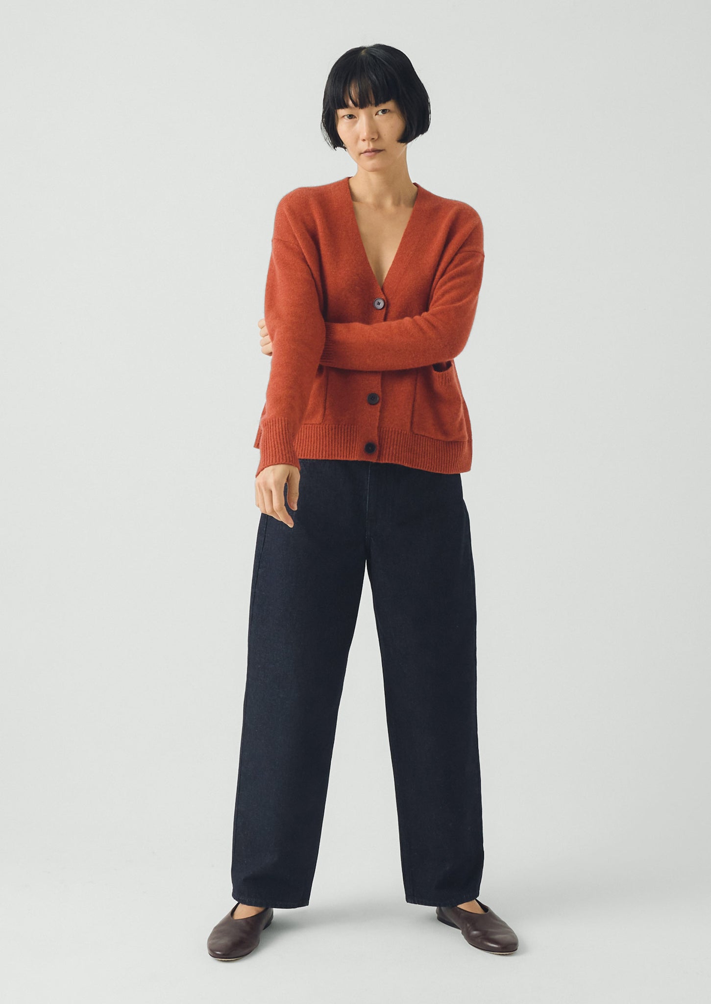 Ffion Wool Cashmere Boxy Cardigan | Terracotta
