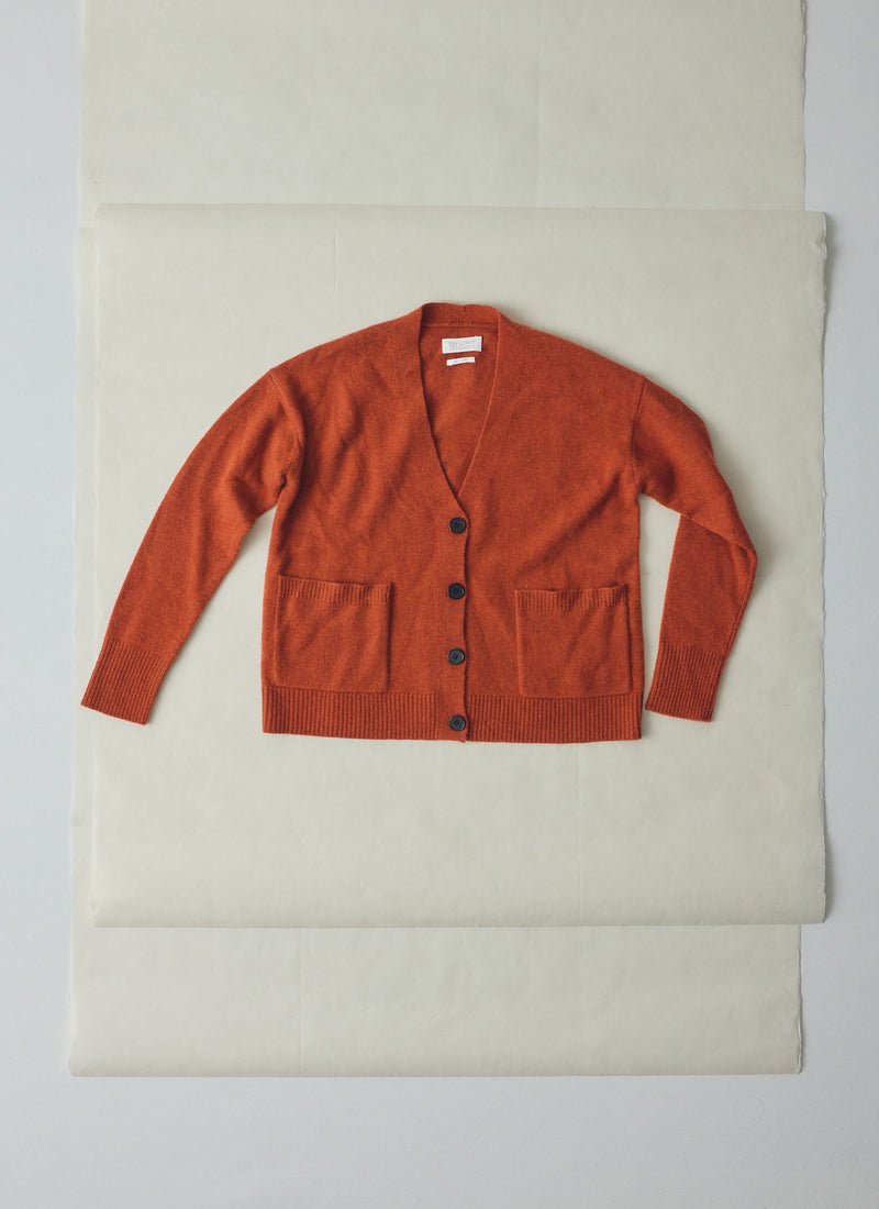 Ffion Wool Cashmere Boxy Cardigan | Terracotta