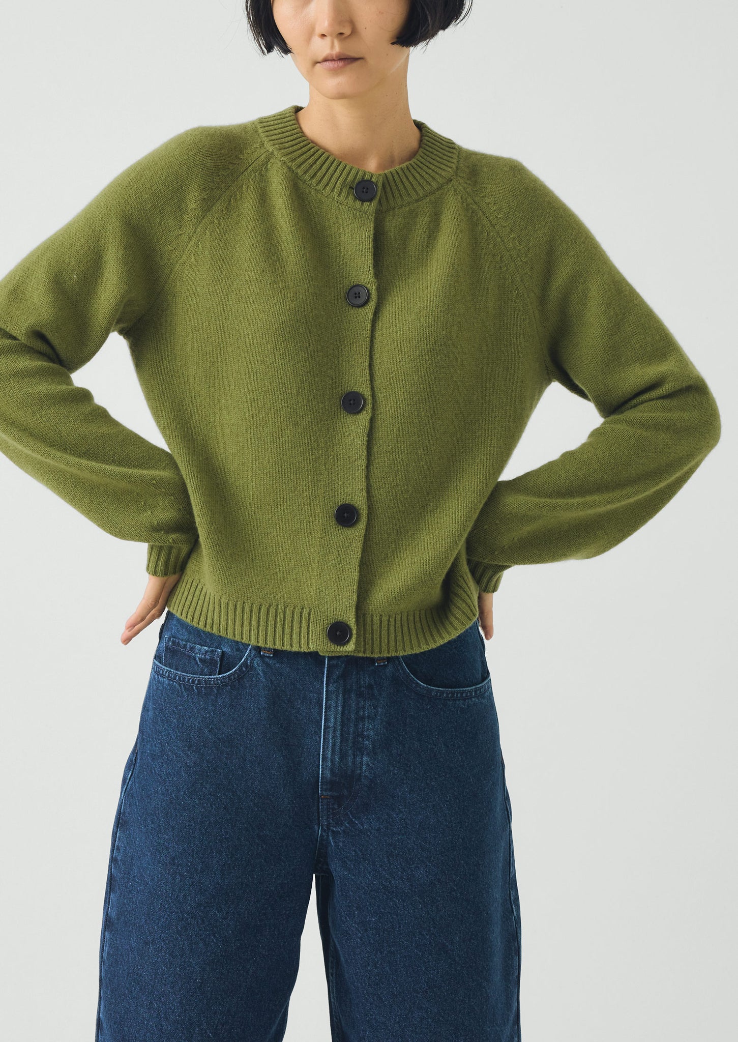 Eden Wool Cashmere Raglan Cardigan | Soft Green
