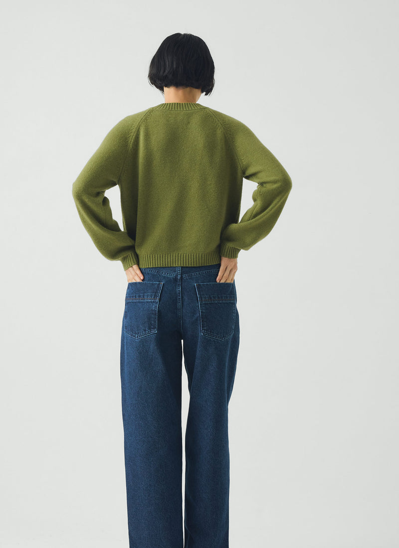 Eden Wool Cashmere Raglan Cardigan | Soft Green