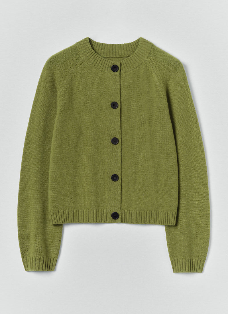 Eden Wool Cashmere Raglan Cardigan | Soft Green