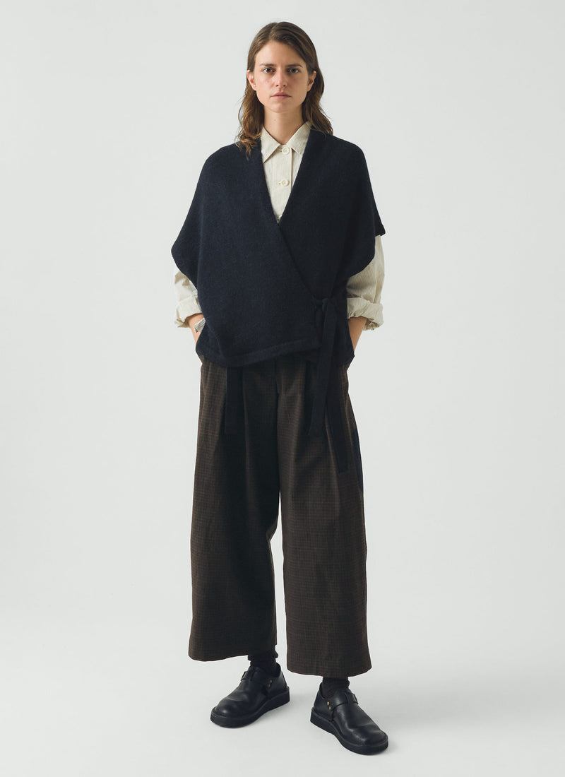 Wool Alpaca Knitted Wrap | Navy