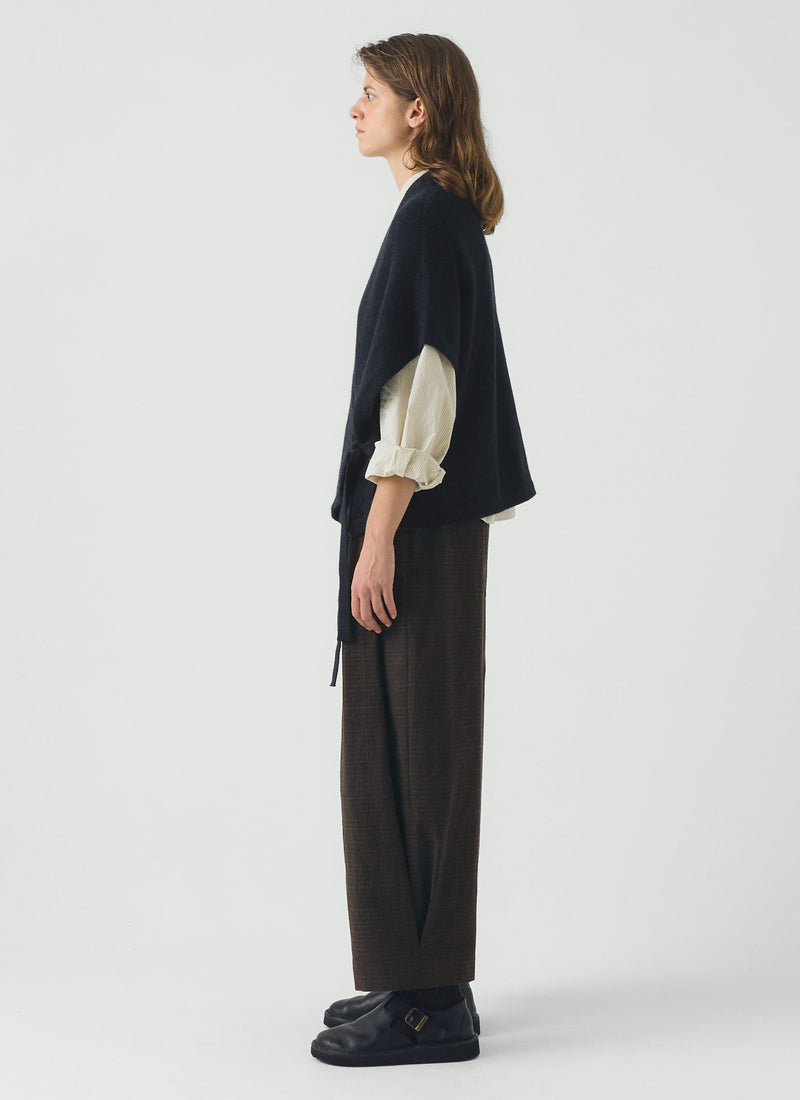Wool Alpaca Knitted Wrap | Navy