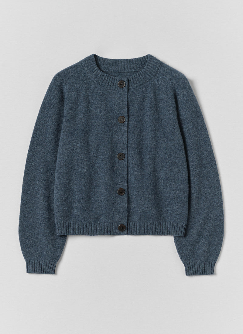 Eden Wool Cashmere Raglan Cardigan | Stormy Blue