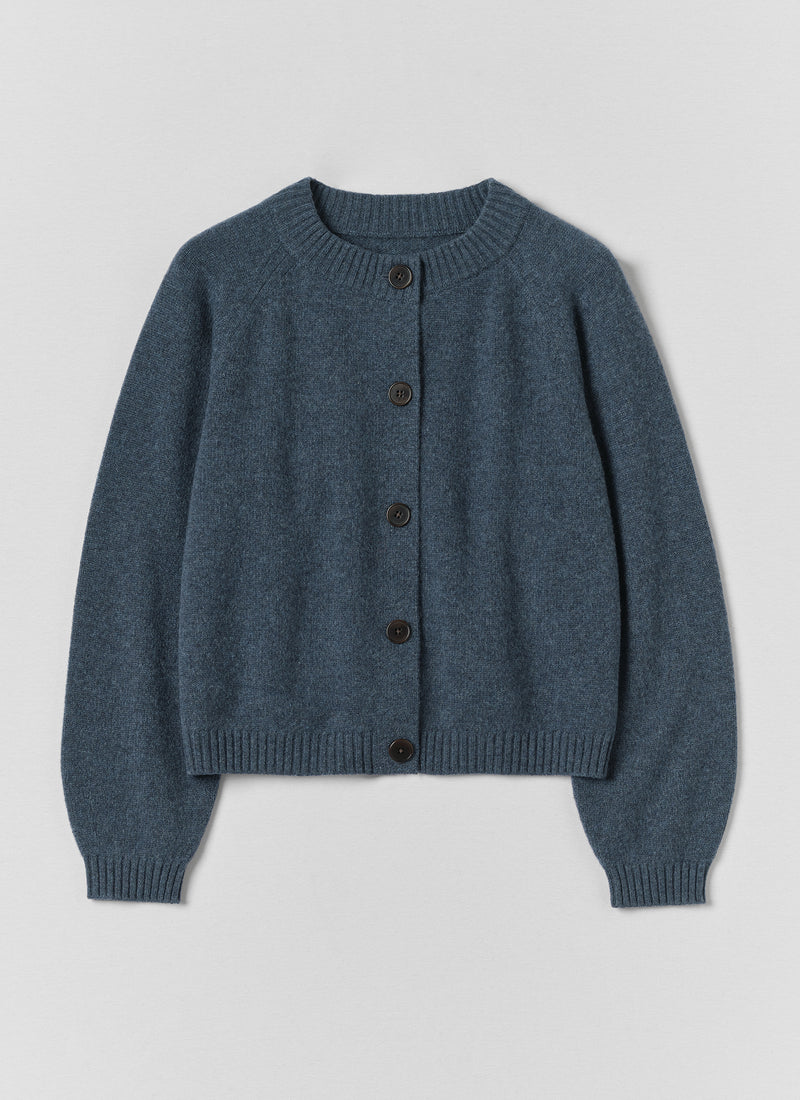 Eden Wool Cashmere Raglan Cardigan | Stormy Blue