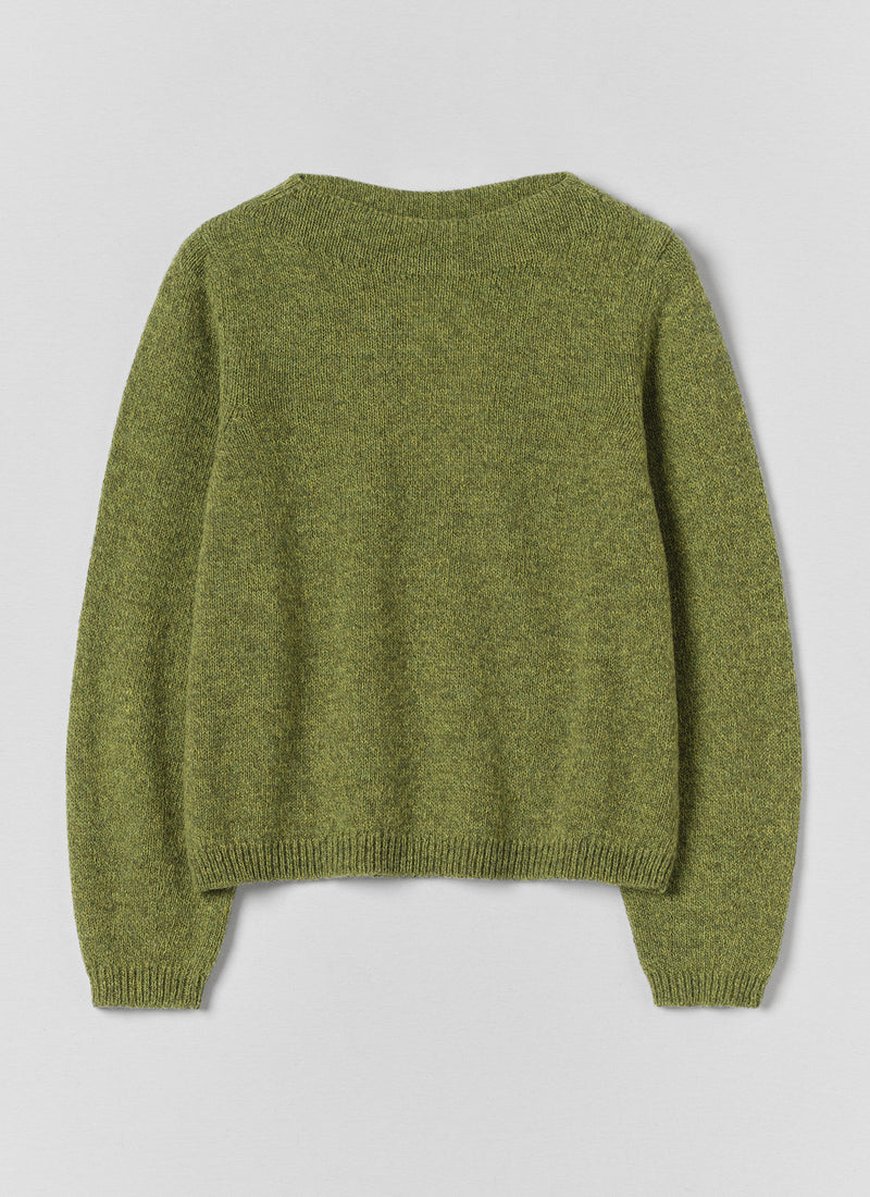 Boat Neck Wool Sweater | Apple Green