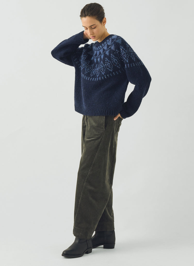 Harvest Yoke Donegal Sweater | Navy/Blue