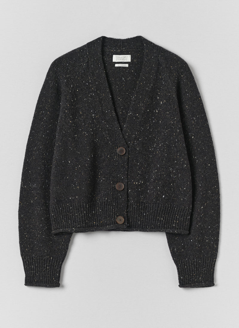 Donegal Wool V Neck Cardigan | Graphite