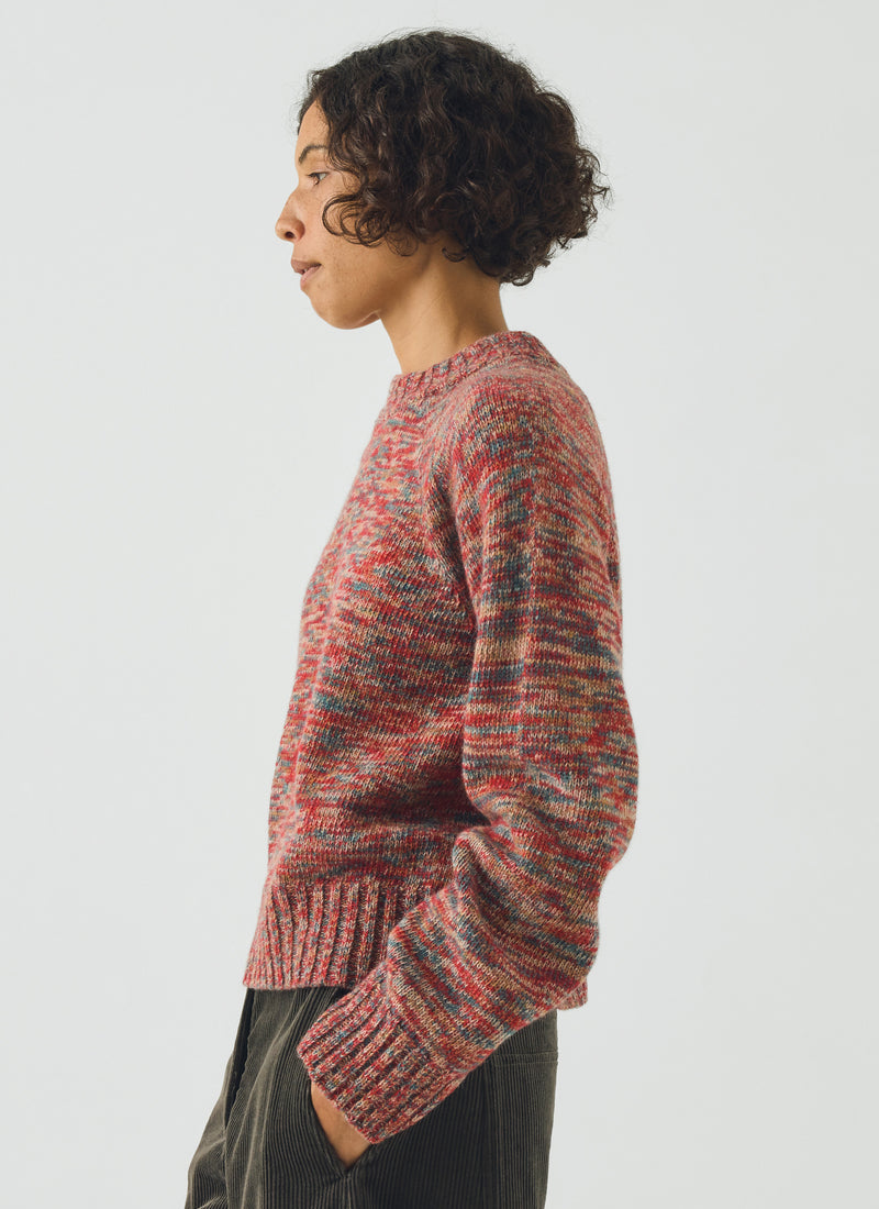 Marled Wool Sweater | Red Multi