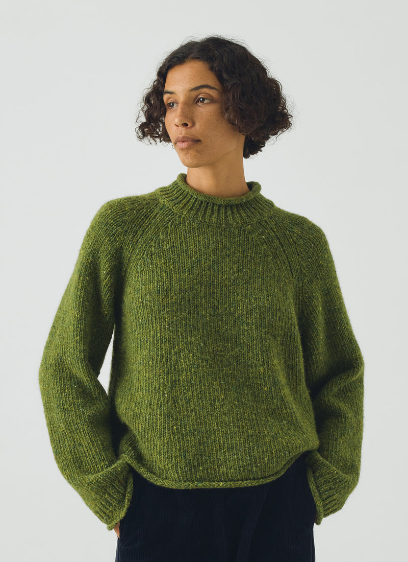 Orla Donegal Wool Sweater | Willow Green