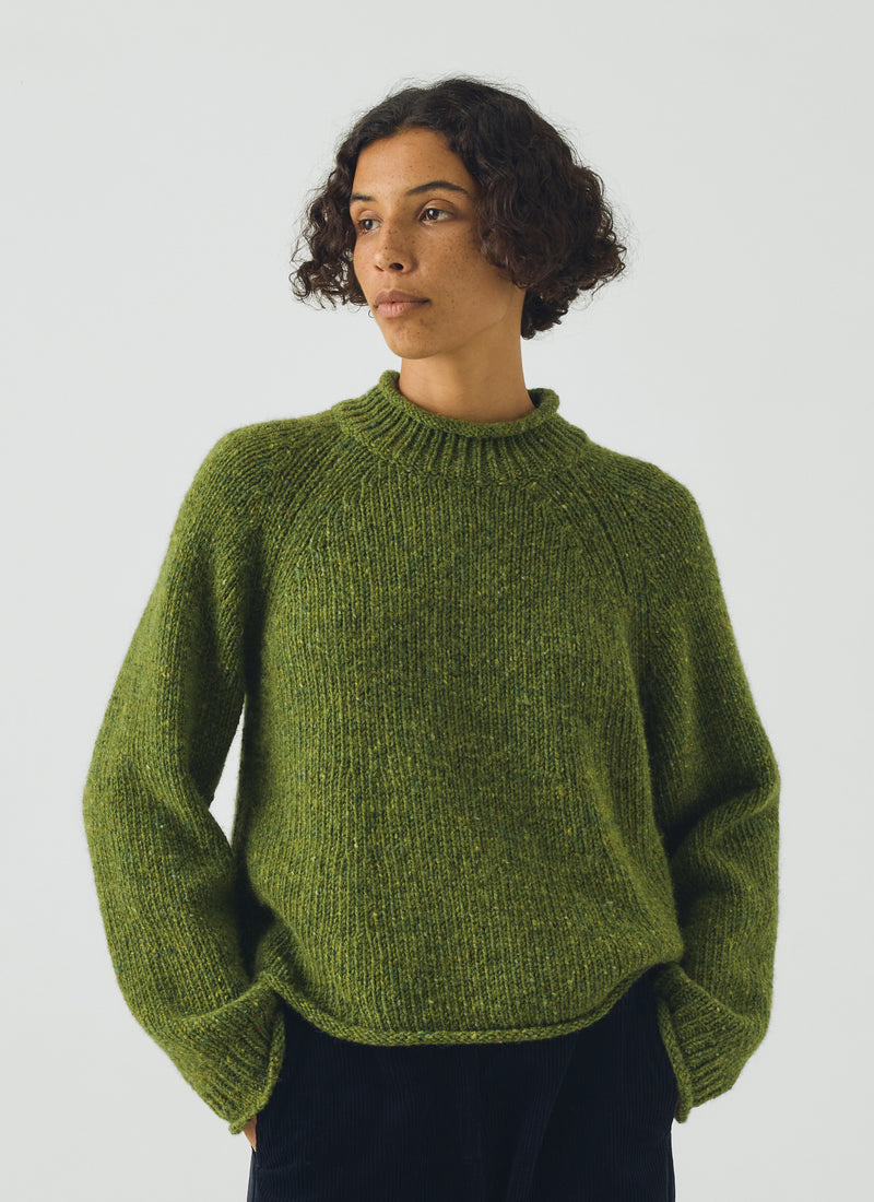 Orla Donegal Wool Sweater | Willow Green