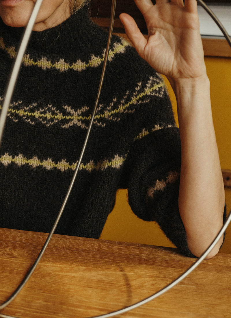 Sprig Jacquard Lofty Alpaca Blend Sweater | Peat Brown Multi