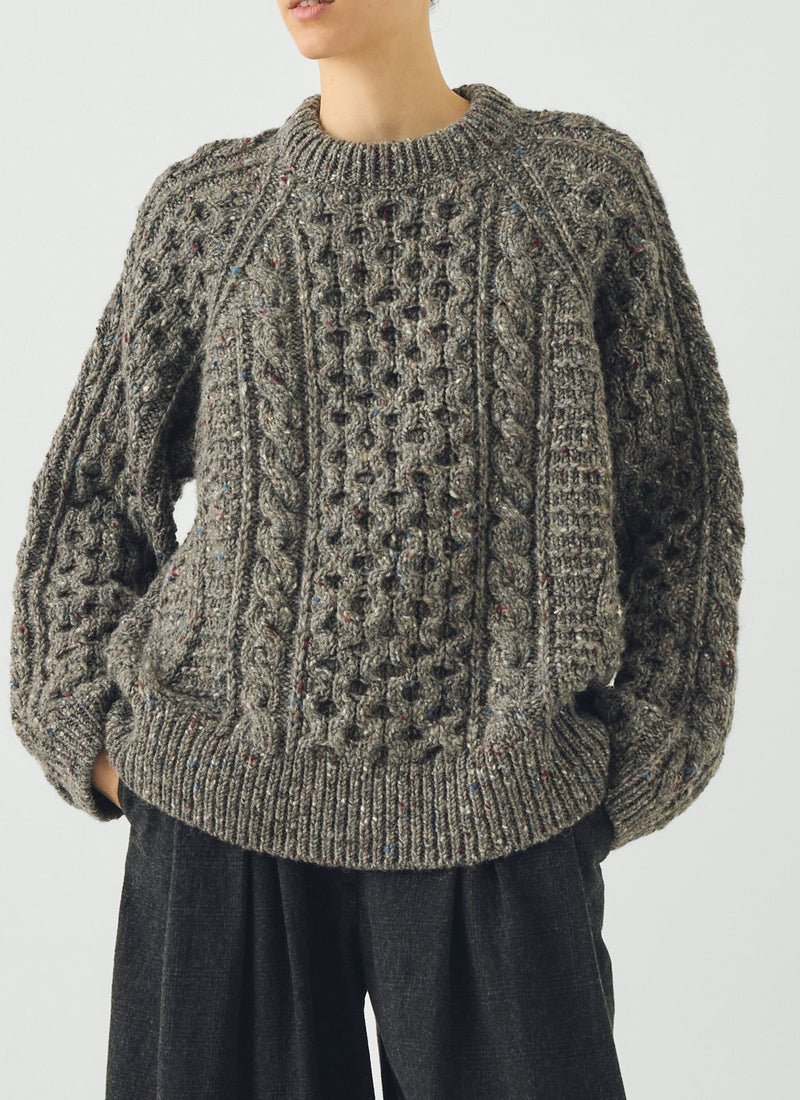 Donegal Aran Wool Sweater | Iron Grey