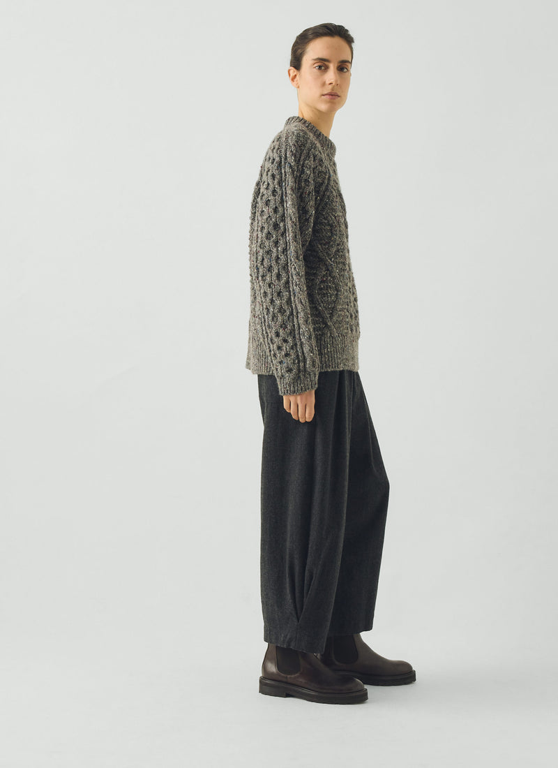 Donegal Aran Wool Sweater | Iron Grey