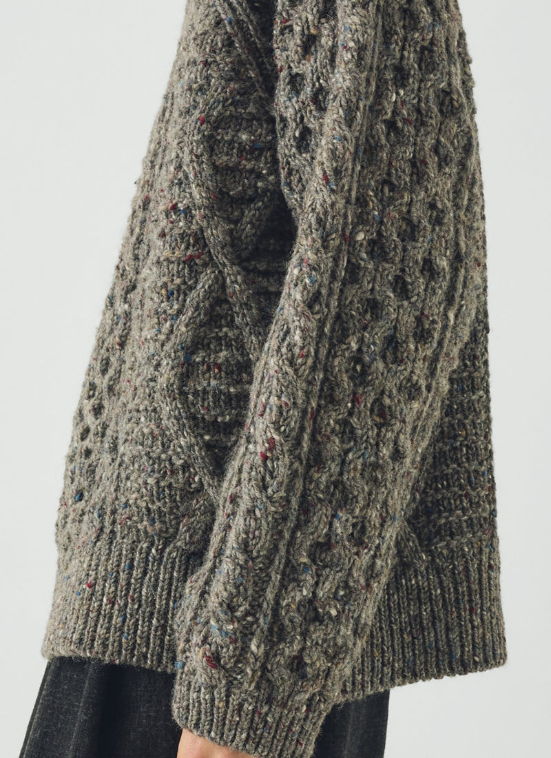 Donegal Aran Wool Sweater | Iron Grey