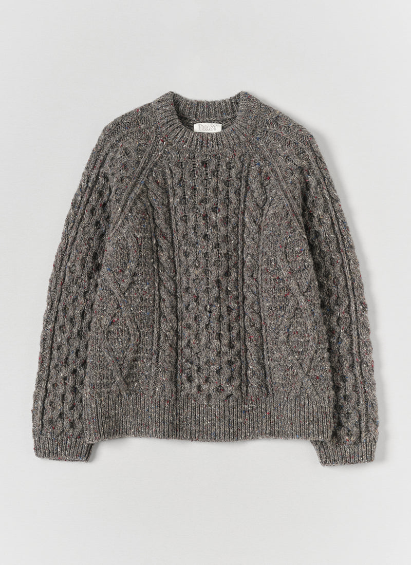 Donegal Aran Wool Sweater | Iron Grey