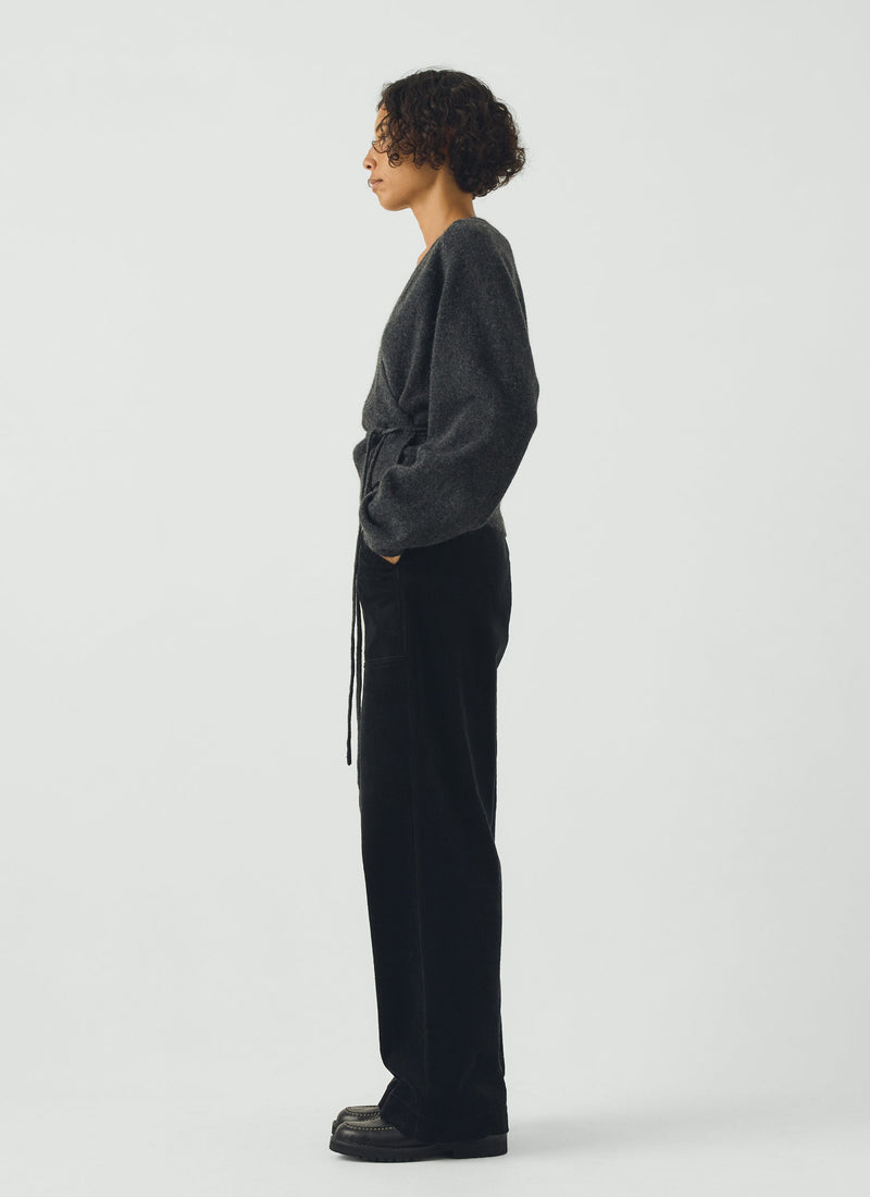 Recycled Wool Alpaca Wrap Cardigan | Anthracite