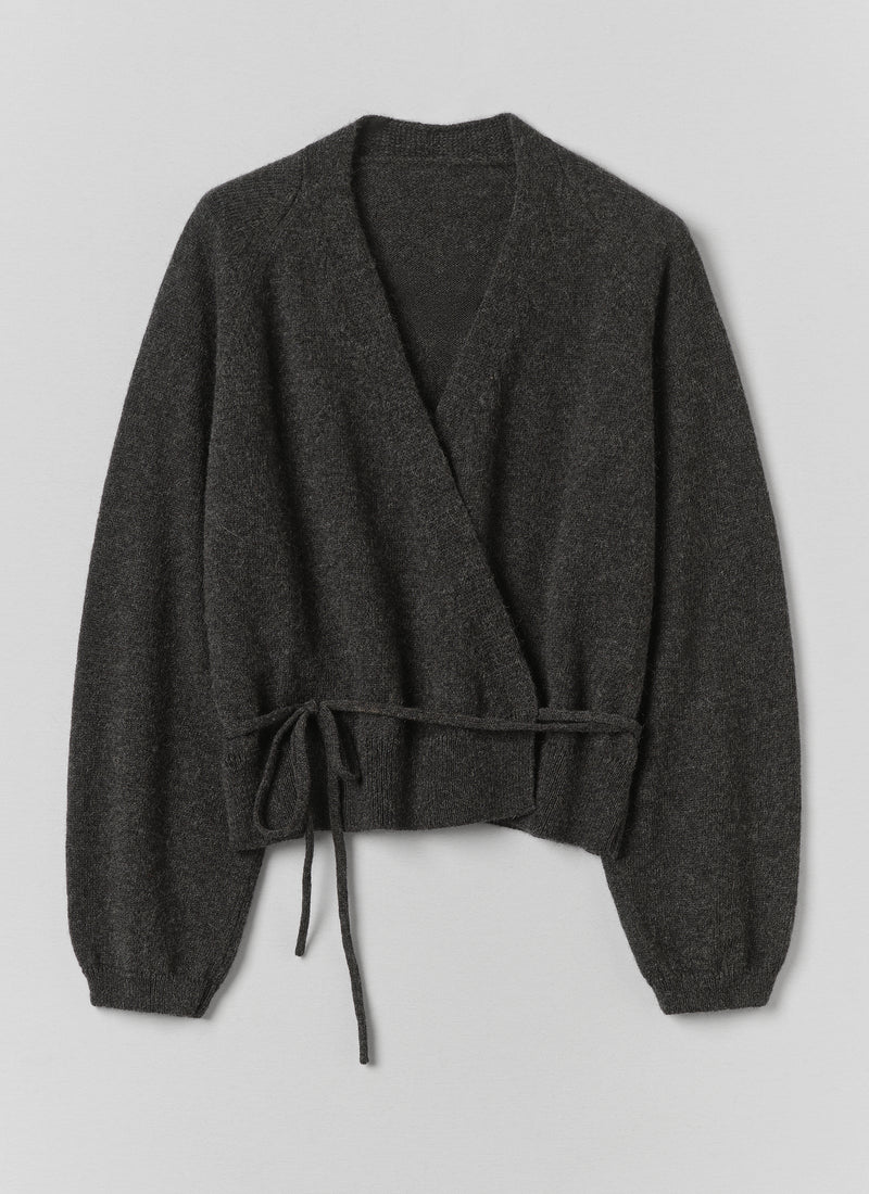 Recycled Wool Alpaca Wrap Cardigan | Anthracite