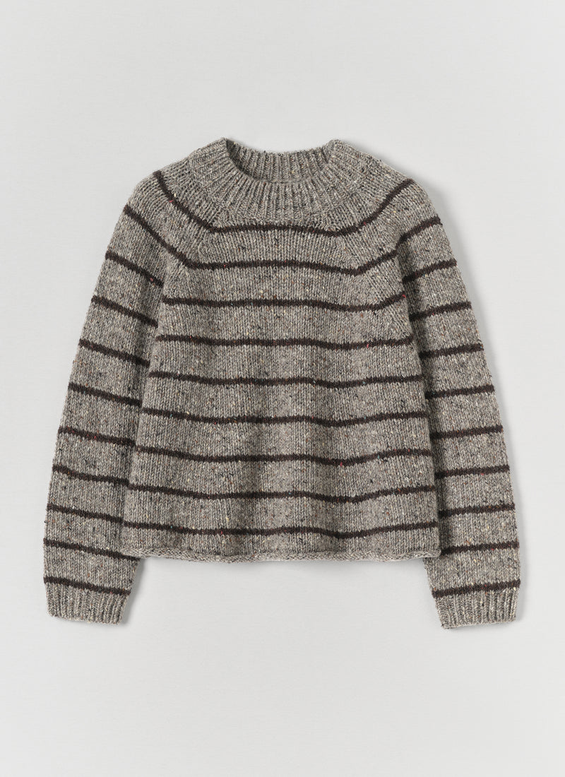 Orla Stripe Donegal Wool Sweater | Smoke/Bark