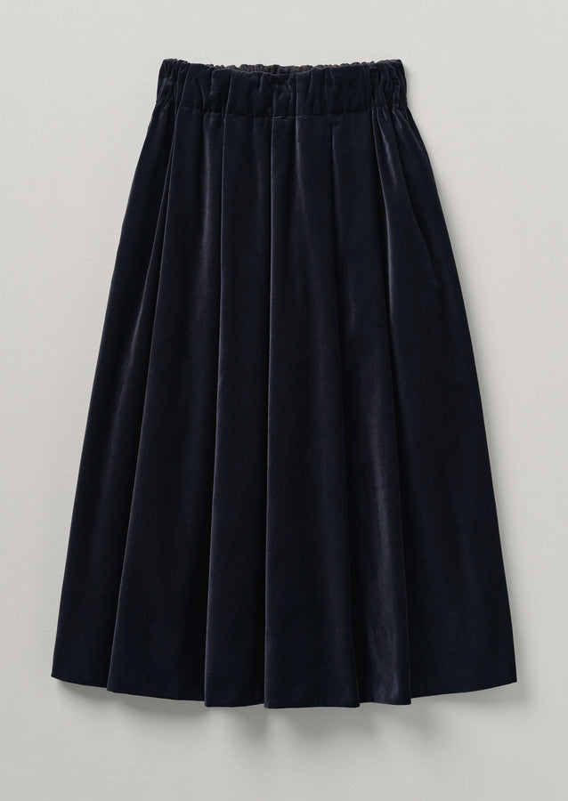 Pleated Cotton Velvet Skirt | Night