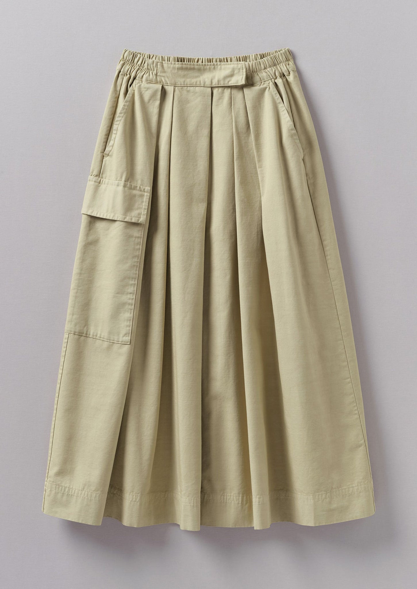 Pleated Patch Pocket Cotton Skirt | Rye