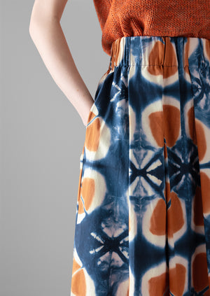 Clamp Dyed Poplin Skirt | Russet Orange