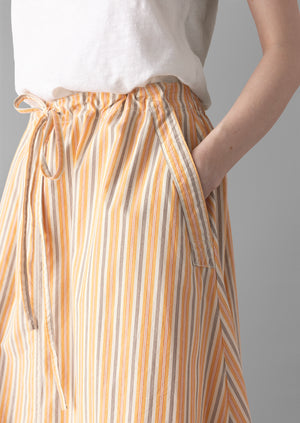 Drawstring Waist Raft Stripe Skirt | Redcurrant/Ecru
