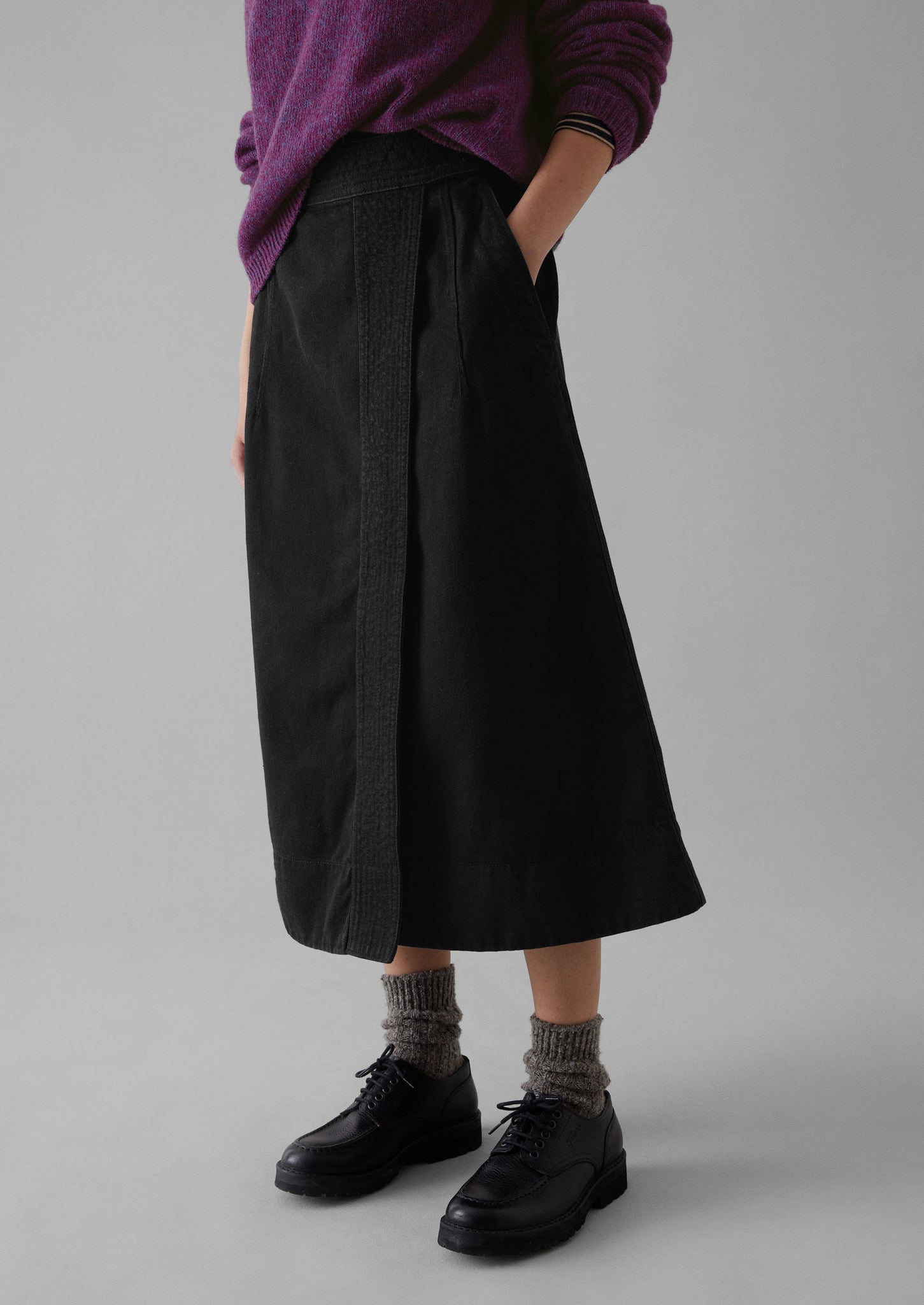 Denim wrap skirt black outlet