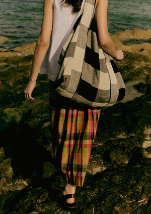 Pleated Check Cotton Skirt | Bright/Multi