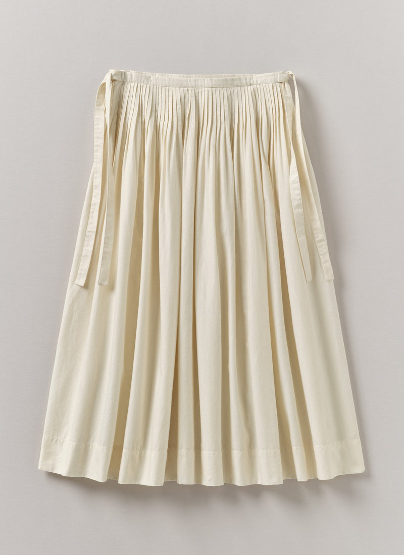Pleated Cotton Linen Skirt | Ecru