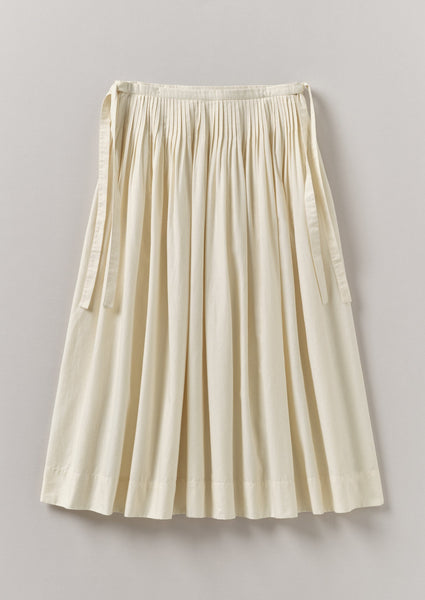 Pleated Cotton Linen Skirt Ecru