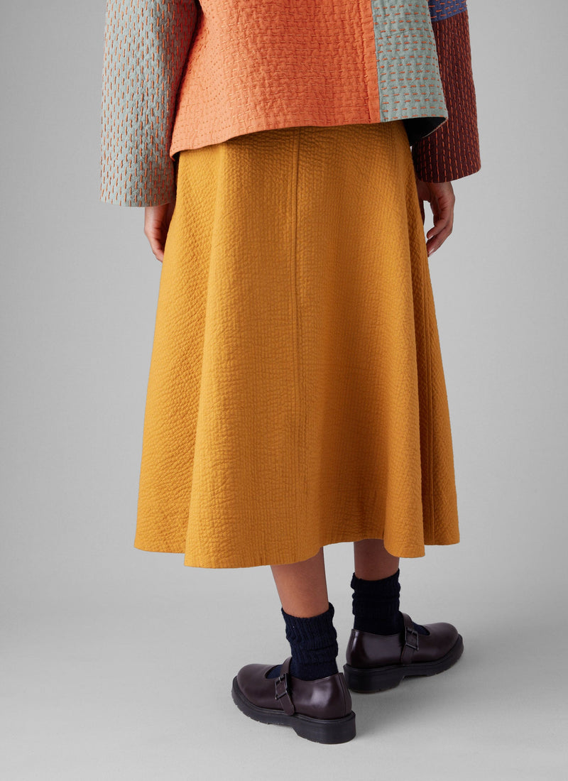 Quilted Cotton Linen Skirt | Tilia Honey