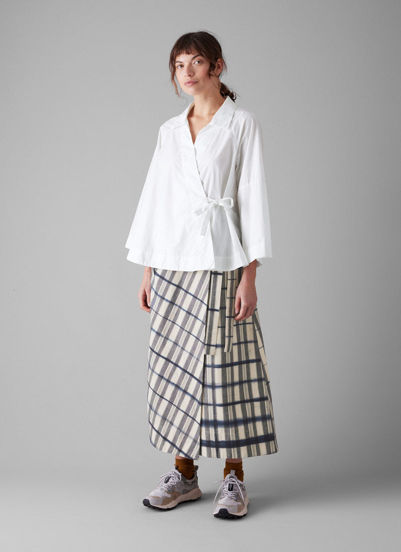 Edo Stripe Wrap Skirt | Indigo