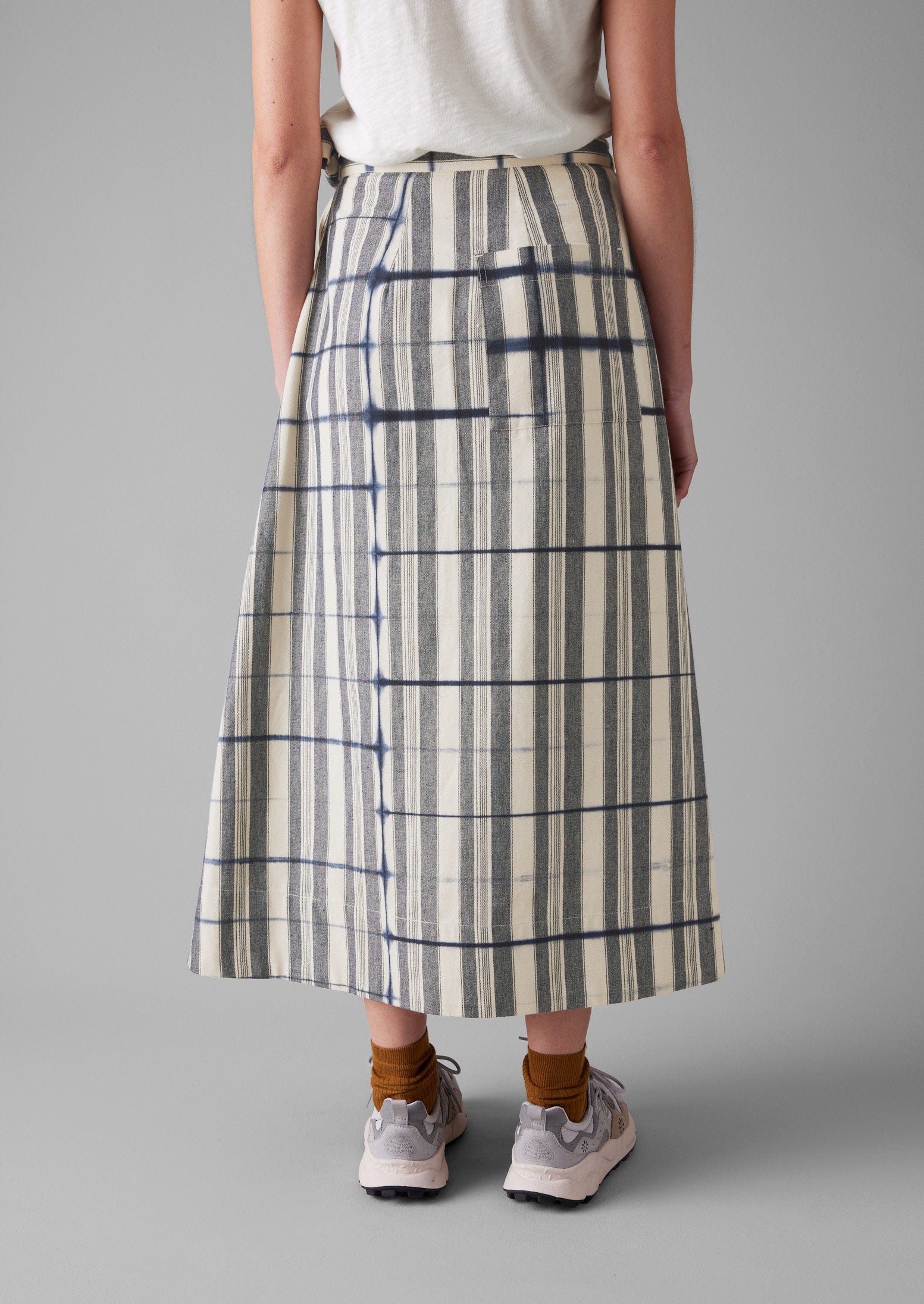 Edo Stripe Wrap Skirt | Indigo | TOAST