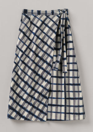 Edo Stripe Wrap Skirt | Indigo