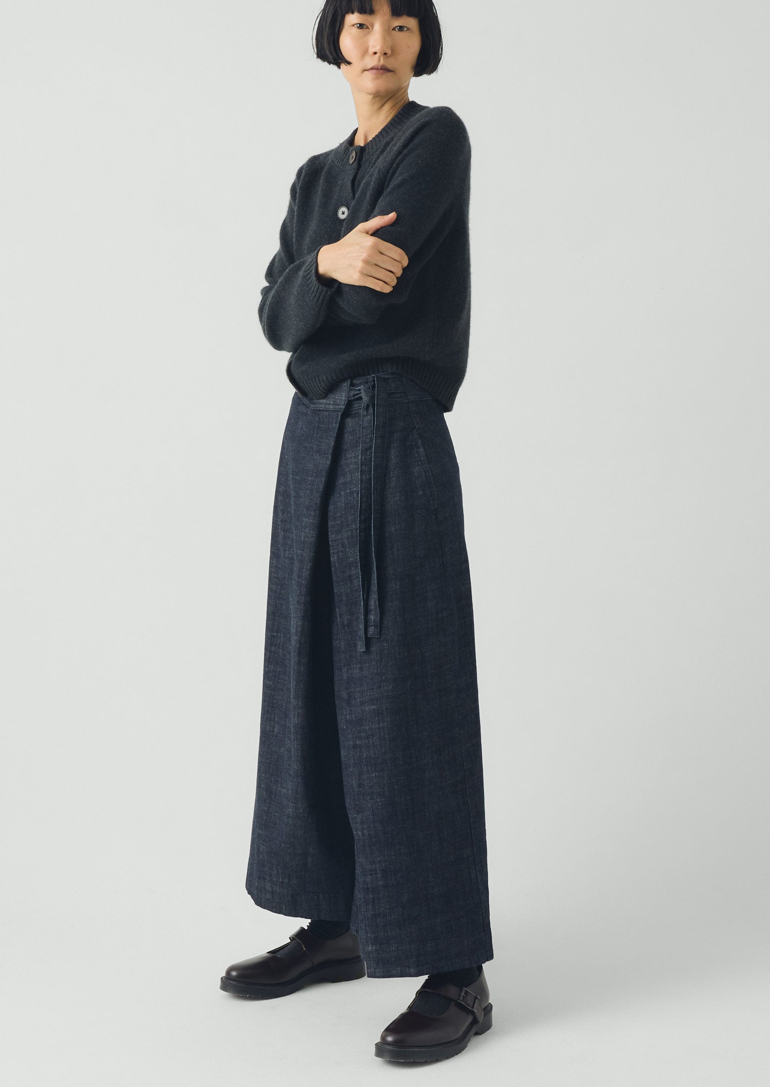 Pleated Wrap Denim Culottes | Indigo | TOAST