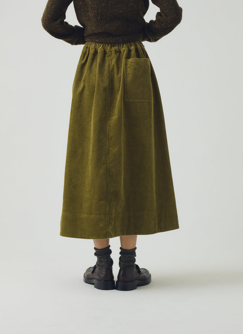 Cord A Line Skirt | Antique Olive