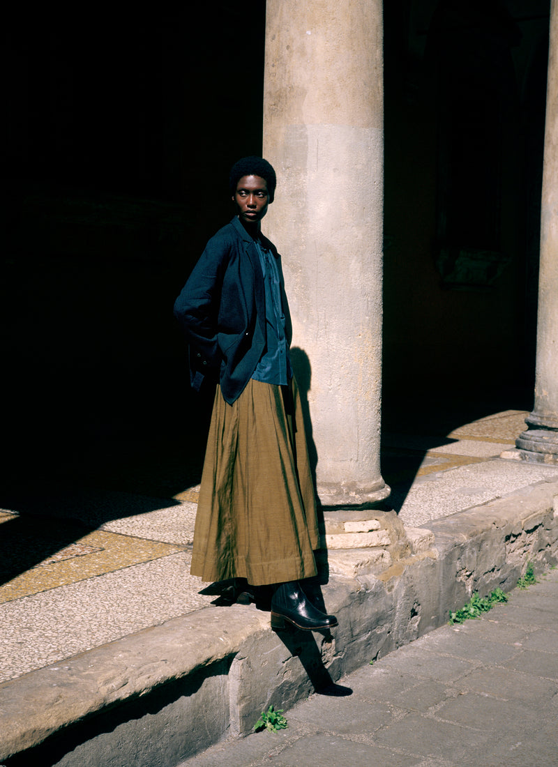 Cotton Silk Organza Skirt | Rich Olive
