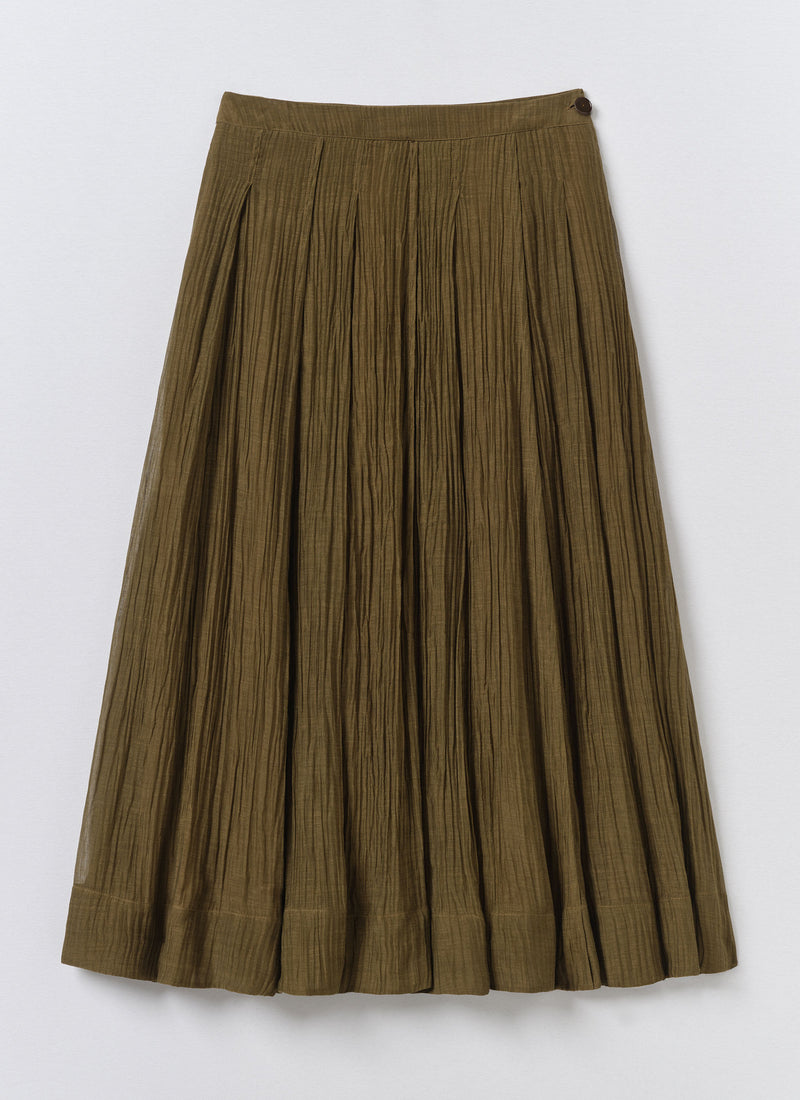 Cotton Silk Organza Skirt | Rich Olive