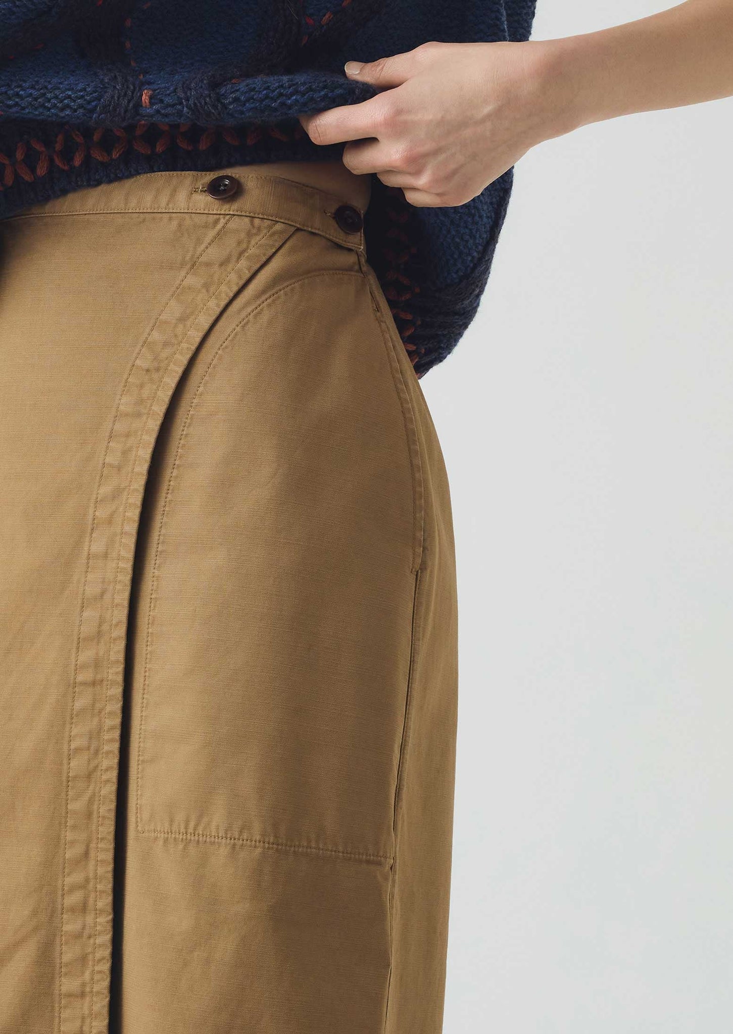 Cotton Wrap Straight Skirt | Warm Sand