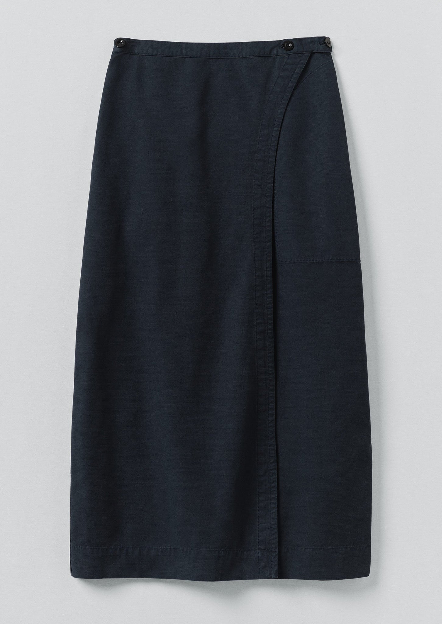 Cotton Wrap Straight Skirt | Slate Blue
